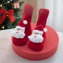 Calcetines navideños para bebé, bonitos calcetines de punto antideslizantes con diseño de reno y Papá Noel para invierno y otoño. - Papá Noel - Ver 1