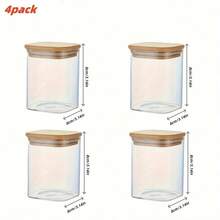 2/4/6/8 potes quadrados de vidro herméticos, organizadores de cozinha com tampas de bambu, recipientes de armazenamento de vidro, conjunto combinado de vários tamanhos, recipiente de café, adequado para temperos de cozinha, café, grãos, doces, biscoitos, massas, decoração de mesa de cozinha doméstica, empilhável, ideal para presentes de feriado e casamento