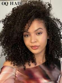 OQ Hair 3 IN 1 HALF WIG Seamless Flip Over Wig Kinky Curly Human Hair No Glue No Lace Wig Half Wig 180% Density 14-16 Bob Inch 18-28 Inch Long Hair Natural Black Travel Essential Beginner Friendly Frontal Human Hair Real Human Hair Wigs Wear And Go Glueless Wig Human Hair Free Gifts Free Shipping Halloween Costumes Human Hair Wigs Halloween Travel Essentials Y2K Turn Up Baddie Holiday Vacation For Women - S1 - View 4