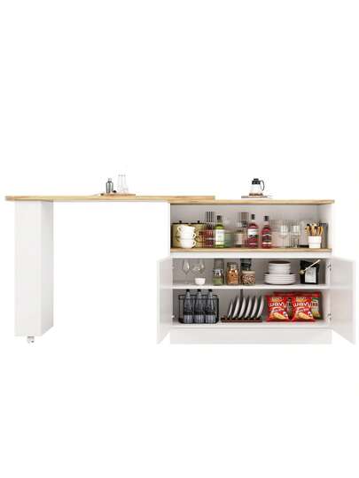 Sairedel 360° Rotating Sideboard Shelves Glass Moderne Serving Buffet 90x45x100 Cm Kitchen, Restaurant, Living Room Multifunctional Shelf, Bar Cabinet view 7