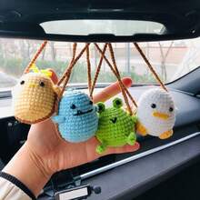 1pc Handmade Crochet Cute Three-Dimensional Swinging Small Animal Car Decoration Pendant Rearview Mirror Decoration Indoor Decoration