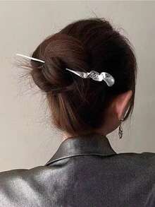 3pcs/1pc Metallic Hair Clip, Minimalist Geometric Line Design, New Chinese Style Retro Hair Accessory For Women, Bun Extension, Hair Bun Maker, Bun Hair Piece, Hair Styling Pins, Pins For Hair, Bobby Pins