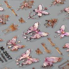 1pc 5D Embossed Autumn And Winter Shell Light Butterfly Nail Decoration Self-Adhesive Sticker Decal - 彩色 - 查看 3