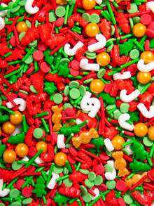 130g/4.59oz 圣诞装饰糖粒，可食用烘焙蛋糕装饰混合糖粒，适用于纸杯蛋糕饼干冰淇淋装饰圣诞派对用品 - 彩色 - 查看 11