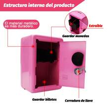 Mini caja de efectivo de metal con Cerradura y Ranura para Monedas Deposit Box Office  School Supplies Office Furniture  Accessories Office Supplie - Rosa - Ver 3