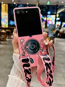 1pc Vintage Camera Strap Crossbody Case Compatible With Samsung Galaxy Z Flip7 Foldable Phone, Blue/Red - Multicolor - View 5