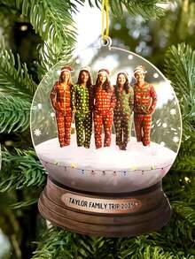 1pc Personalized Family Photo Christmas Snow Globe Ornament, Customizable Photo, Unique Holiday Keepsake Gift For Family, Friends, Couples, Adds Festive Charm, Perfect For Christmas Tree, Party, Home Decor, And Holiday Calendar - Multicolor - View 12