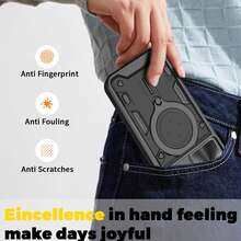 适用于 Redmi 15C (4G/5G) 171mm 手机壳，带滑动相机镜头和支架 - 黑色 - 查看 7