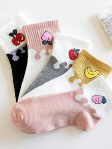 Meia Curta Feminina Estilo Meia de Frutas Estampa Fofa, Casual e Versátil