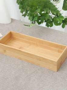 1pc Bamboo Storage Box Mostly Use Bamboo Wooden Box Desktop Rectangular Uncovered Dim Sum Hot Pot Vegetable Solid Wood Packaging Box