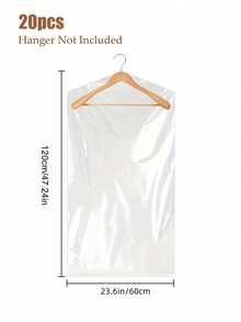 50 pezzi buste in plastica trasparente per lavaggio a secco, buste antipolvere per appendere gli abiti, adatte per uso domestico e negozio (60*90cm, 60*100cm, 60*120cm) (appendini non inclusi), organizer per scuola, insegnanti e studenti, organizer per armadi e cassetti, per camere da letto e armadi, per appendere vestiti, abiti, camicie e cappotti - Trasparente - Visualizzare 17