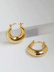 1 对优雅简约光滑几何日常通勤百搭时尚圈形耳环女士