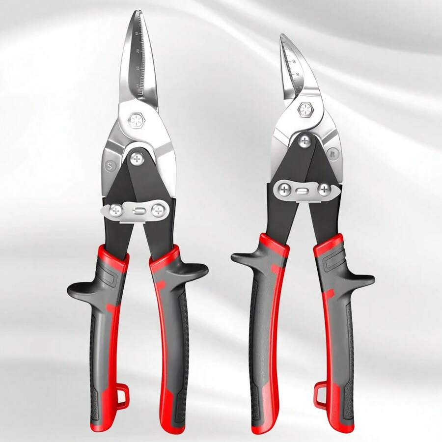 10" Heavy-Duty Aviation Snips – Multi-Directional Metal Sheet Cutter | Chrome Vanadium Steel Blades & Ergonomic Grip | Industrial-Grade Right/Straight Cut Scissors (2025 Upgraded) - Red - View 1