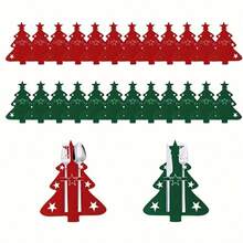 1/6/12-Piece Felt Mini Christmas Trees & Christmas Tree-Patterned Knife Sets – Ideal For Fork/Spoon Pouches, Christmas Decorative Knife Sleeves, Utensil Holders, Placemats & Napkins, Perfect For Home & Party Dining Kitchen Decoration