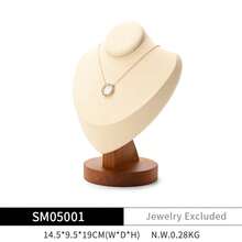 Oirlv Solid Wood Jewelry Tray Bracelet Ring Display Props Sets Jewelry Organizer Holder Necklace Display Stand Jewelry Plate-Beige - Beige - View 18