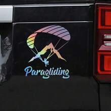 1pc Personalized Skydiving Adventure Mountain Peak Car Sticker, Suitable For Car Body, Laptop, Motorcycle