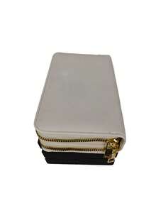 Women's Wallet With 2 Zippered Compartments, Hand Strap, Elegant Card Holder, Fashion Insurance, Assorted Logo Plate - 白色 - 查看 2