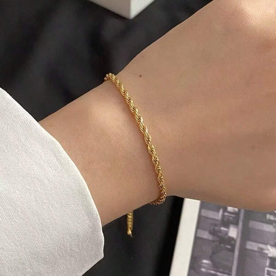 Braided Baiano Cord Bracelet, Semi-Jewelry Plated In 925 Silver And 18K Gold - Vàng - Xem 1