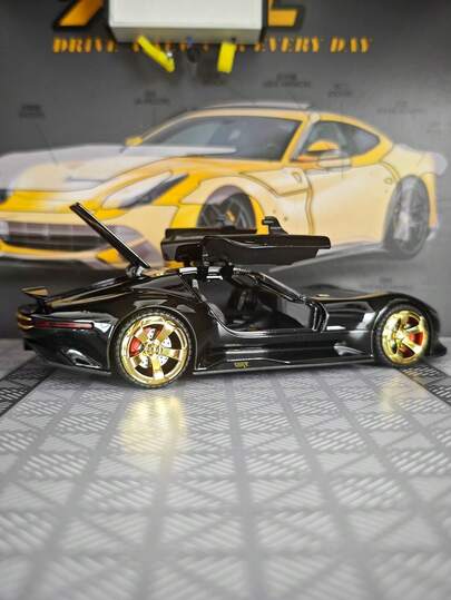 YCMODEL A Simulation Alloy Car Model Of A High-Tech Concept Sports Car. The Body Of The Car Model Is Made Of Zinc Alloy Material, And Both Sides Of The Car Doors Can Be Opened. And Trunk Door Can Also Be Opened. It Is A Children's Toy Car With Simulated Sound And Lighting Functions. The Car Model Is Rich In Details, Finely Crafted, And Of Good Quality. It Is Suitable For Collection And Can Be Given As A Birthday Gift To Children