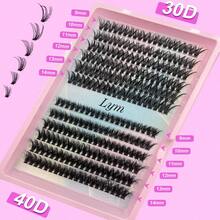 Kit de extensión de pestañas, conjunto de grupos DIY, pestañas postizas de aspecto natural, mezcladas 30D 40D con adhesivo y sellador, pestañas mixtas de 9-14mm, 240 pestañas individuales con fuerte fijación y pinzas - 1 - Ver 3