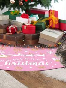 1 Stück Weihnachtsbaum Rock Kurzer Plüsch Weihnachtsbaum Matte Fröhliche Weihnachten Baumkragen für Winterurlaub Zuhause Weihnachtsbaum Dekorationen Zubehör (Rosa) - Verschiedenfarbig - Übersicht 4