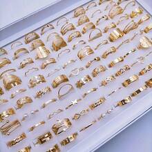 30pcs/Pack Minimalist Heart & Leaf Design Rings Set, Elegant Versatile Mixed Styles Open Rings, Suitable For Party, Wedding, Daily Wear, Fashion Jewelry Gift, Random Assortment - Multicolor - View 2