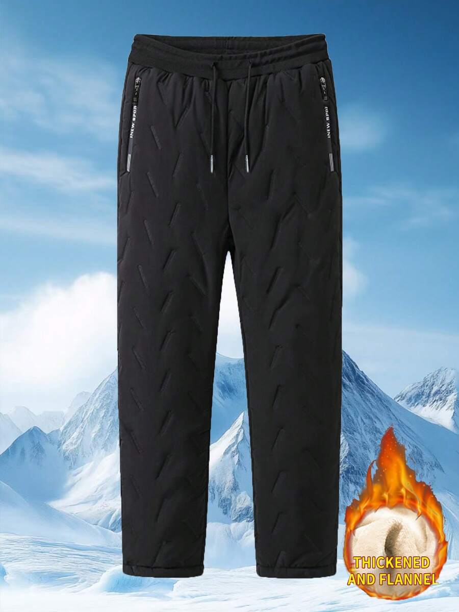 Women's Plus Size Thermal Lined Straight Leg Sweatpants, Warm And Comfortable Casual Pants For Winter