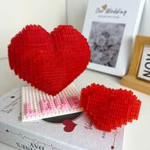 706/782pcs Whole Big Red Heart Creative Building Blocks Set, 3D Red Heart Decor, Can Be Used As Surprise Gift, Birthday/Halloween/Valentine's Day/Christmas/Christmas Eve Holiday Gift