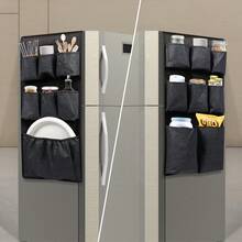 15-Pocket Fridge Storage Organizer Bag, Hanging Refrigerator Organizer Bag With Large Fabric Pockets For Plates, Utensils, Spices, Napkins And Other Daily Necessities, Suitable For Most Household Fridges, Dorms, Offices, Kitchens, And Schools