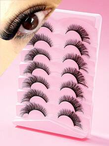 7 Pairs Fluffy Volume Fake Eyelashes With Multi-Layer Thick Cross Imitation Mink Eyelashes 8D