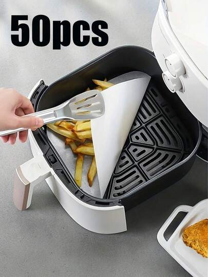 50 Stücke vorgeschnittene Backpapierbögen, antihaftbeschichtetes Küchenbackpapier für Ofen, Grill, Heißluftfritteuse, Dampfgaren, Brot, Kuchen, Kekse, Fleisch, Pizza, antihaftbeschichtetes fettdichtes Papier, ölbeschichtete Kuchenform-Auskleidungen für Heißluftfritteuse, Ofen, Pfanne, Kochen, Dämpfen, Schulanfang