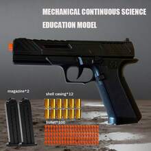 New Toy Pistol With 2 Magazines, 100 Bullets And 12 Cartridge Cases.  Ideal Halloween, Christmas New Year's Day, Birthday Present - màu đen - Xem 1