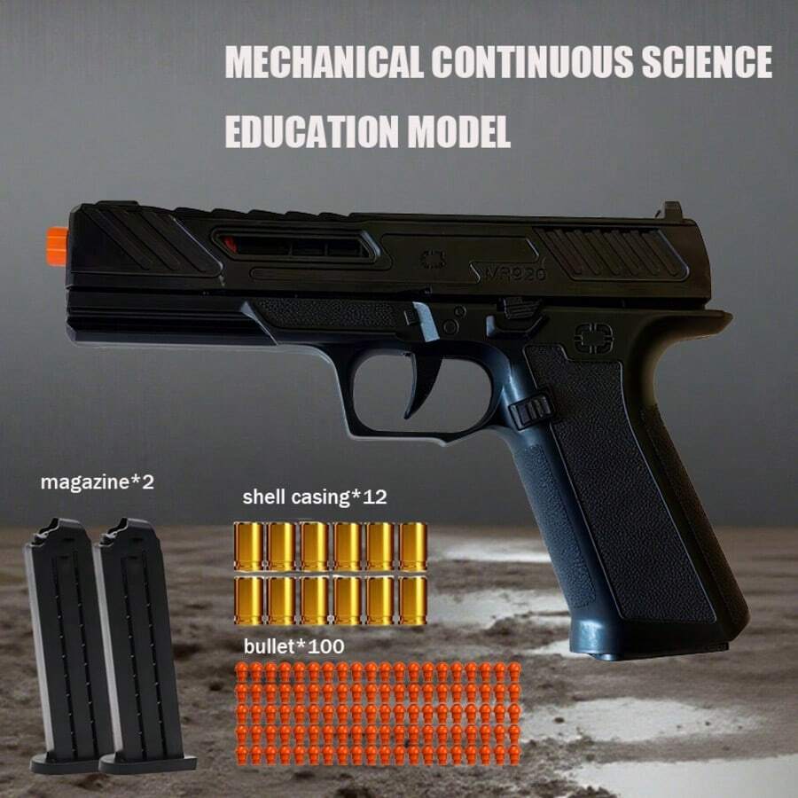 New Toy Pistol With 2 Magazines, 100 Bullets And 12 Cartridge Cases. Ideal Halloween, Christmas New Year's Day, Birthday Present - màu đen - Xem 1