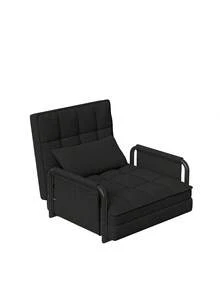 Rosahqnda Sofá de suelo plegable, sofá cama 2 en 1 con función de dormir y respaldo ajustable en 5 niveles, sofá de invitados, sofá de salón, sofá cama tapizado para sala de estar, dormitorio, salón, balcón - Negro - Ver 12