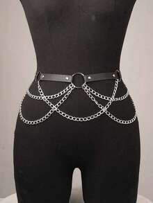 Plus Size Chain Belt,Leather Waist Chain Harness Belt,Chain Belts For Women Fashion,Plus Size Chain Belt,Halloween Costumes,Ladies' Harness Leather