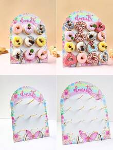 1 Set Wooden Arch-Shaped Donut Display Stand, Patterns Include Jungle Animals, Pink Butterflies, Rainbow Unicorns And Mermaids, Suitable For Birthday Party, Wedding Table Decoration, Dessert Display, Party Wedding Table Centerpiece Decoration, Thanksgiving, Christmas Party Kitchen Cooking And Other Occasions. - Multicolor - View 6