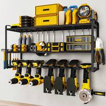 Heavy-Duty Metal Wall-Mounted Power Tool Storage Rack With Charging Station - All-In-One Tool Organizer With Drill Holders, Battery Storage & Charging Station, Space-Saving Garage Workshop Shelf For Cordless Drills, Batteries, Wrenches, Screwdrivers - Ideal Gift For Men, Boyfriend (Birthday, Valentine'S Day, New Year Gifts) - Durable Metal Construction, Tool Rack For Garage, Workshop, Home Organization, Wall Mounted Tool Organizer, Tool Rack, Tool Holder Wall Mount, Garage