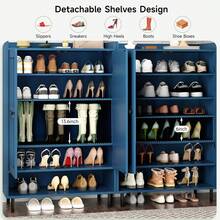 Shoe Cabinet, 6-Tier  Shoe Storage Cabinet With Adjustable Shelves , 45'' Tall Shoes Rack Organizer Cabinet For Entryway, Front Door