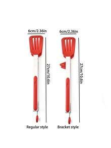 1 Stück Edelstahl & Silikon quadratische Lebensmittelzange mit Ständer, hitzebeständige Silikon Lebensmittelzange, Brotklammer, Grillzange, Buffet-Servierzange