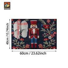 1 pièce/2 pièces Tapis de bain antidérapant à motif de casse-noisette de Noël, en matériau de fausse cachemire, avec décoration en peluche, convient pour les salles de bain, les entrées, les cuisines et autres occasions, lavable en machine, décoration festive, peut être offert en cadeau