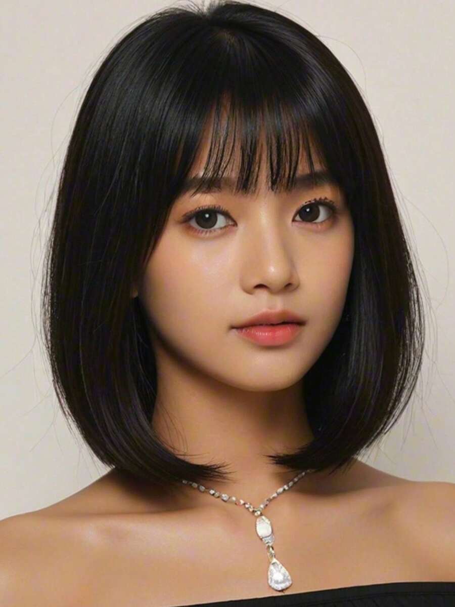 Heat Resistant Chemical Fiber Wigs Daily Wear Women Wigs Sweet Cute Wigs Prom Party Wigs Natural Hair - 黑色 - 查看 1
