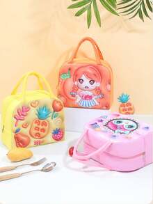 1 件女孩新款大容量午餐袋，3D 图案卡通午餐盒袋，防污、防褪色且轻便，是送礼的理想选择 - 彩色 - 查看 11