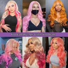 613 Lace Front Wig Human Hair Body Wave 13x4 Blonde Lace Front Wigs Human Hair Pre Plucked 200% Density 613 HD Lace Frontal Wig Transparent Lace With Baby Hair 26 Inch - S613 - Xem 9