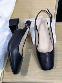 Eleganckie, wsuwane czółenka z kwadratowym noskiem, 4 cm grubości, modne, jednokolorowe, o fakturze owczej skóry, duży rozmiar, odpowiednie na spotkania, imprezy, uniwersalne, pasujące do każdego stylu ubioru, niezbędne na zakupy, do pracy i dojazdy do pracy