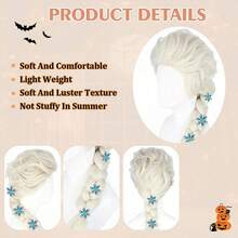 Princess-Inspired Heat-Resistant Snowflake Wig With Braids, Perfect For Halloween, Christmas & Thanksgiving Cosplay Parties Wig