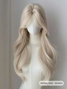 Long Blonde Wavy Wig 26 Inch Natural Wavy Wig Long U-Part Lace Wig For Women Synthetic Wig Middle Part Halloween Cosplay Wigs For Women Halloween Party