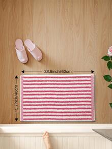 DAJIANG 1pc Flocked Bathroom Mat Carpet, Retro Floral & Rainbow Striped Bohemian Style Area Rug, Non-Slip TPR Bottom, Soft Absorbent Comfortable, Suitable For Bathroom, Shower, Kitchen, Living Room, Dorm, Dining Room, Home Decor, Festival Decor, Thick, Autumn/Winter, Thanksgiving Decoration Christmas Decor Kitchen Rug