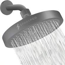 SparkPod Cabezal de regadera -Lluvia de alta presión -Diseño cromo moderno y lujoso -Instalación sencilla sin herramientas -El reemplazo ajustable perfecto para los cabezales de regadera de tu baños - ‎Gris (Carbón) - 6" Round - Ver 12
