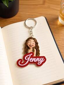 1pc Customized 3D Acrylic Keychain Personalized Photo Character Bag Charm Birthday Anniversary Gift - Multicolor - View 4