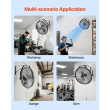18 Inch Industrial Wall Mount Fan, High Velocity 4000 CFM Indoor Fan With 3 Speeds,  Powerful Motor Garage Wall Fan With Aluminum Blades For Workshop, Warehouse, Greenhouse, Commercial